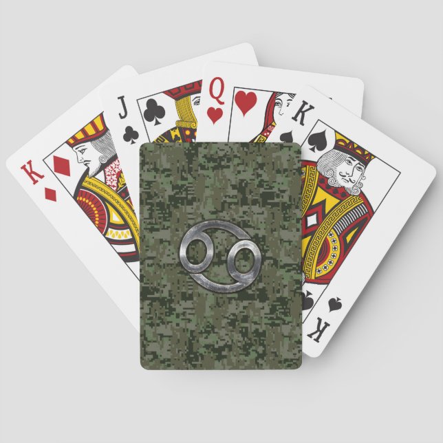 Cancer Zodiac-symbol på Woodland Digital Camo Spelkort (Baksidan)