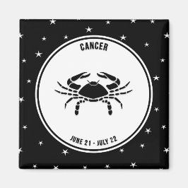 Cancer Zodiac-tecken, Black & White Magnet