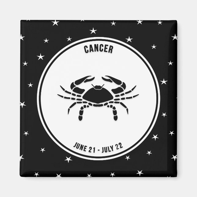 Cancer Zodiac-tecken, Black & White Magnet (Framsidan)