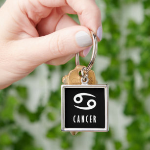 Cancer zodiac-tecken fyrkantig silverfärgad nyckelring