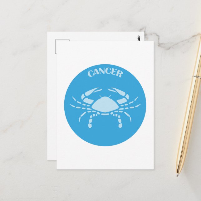 Cancer, Zodiac-tecken, Horoscope, Astrologi Vykort (Fram/Back In Situ)