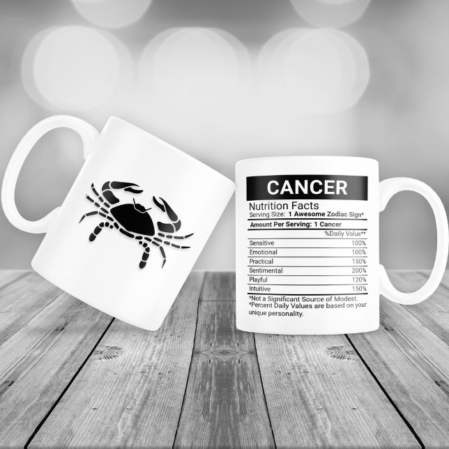 Cancer Zodiac-tecken med näringsfakta. Jumbo Mugg (Skapare uppladdad)
