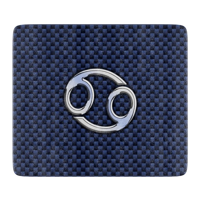 Cancer Zodiac-tecken på Blue Carbon Fiber Decor (Framsidan)