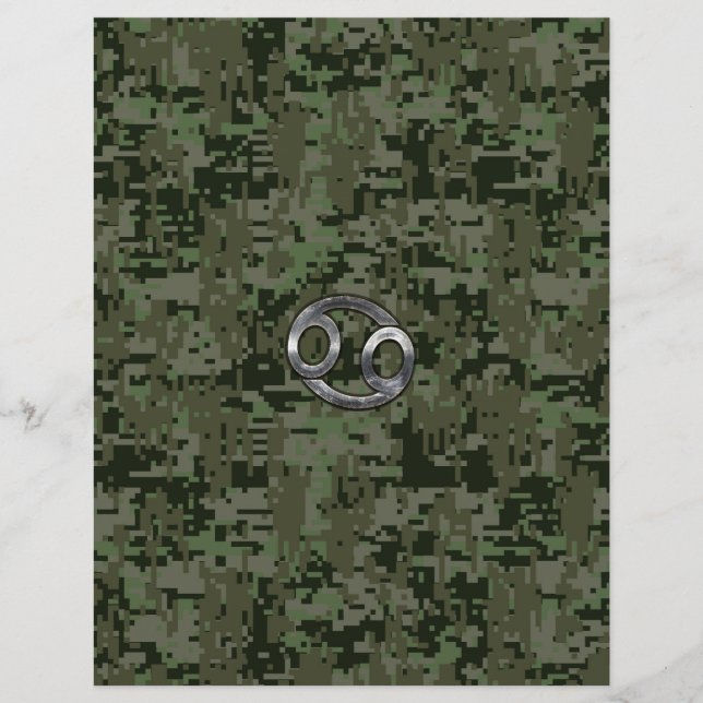 Cancer Zodiac-tecken på Grönt Digital Camouflage (Framsida)