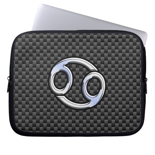 Cancer Zodiac-tecken på kol-kolfiberutskrift Laptop Sleeve (Framsidan)