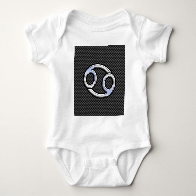 Cancer Zodiac-tecken på kol-kolfiberutskrift T-shirt (Framsida)