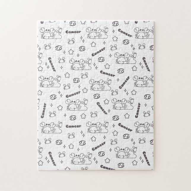 Cancer Zodiac Whispers - Monochrome Magic Mönster Pussel (Vertikal)