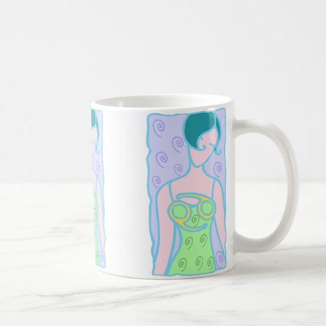 Cancer Zodiac Woman i grönt på 1920-talet Kaffemugg (Höger)