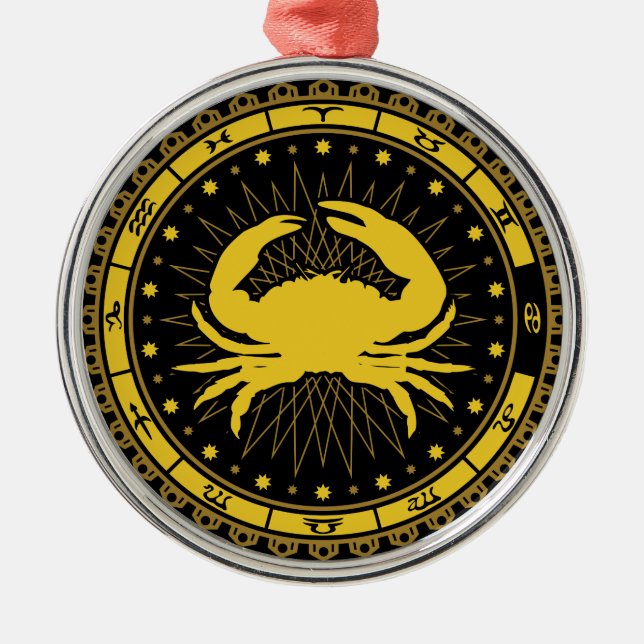 Cancer - Zodiactecken - Symbol - Horoscope Julgransprydnad Metall (Framsidan)