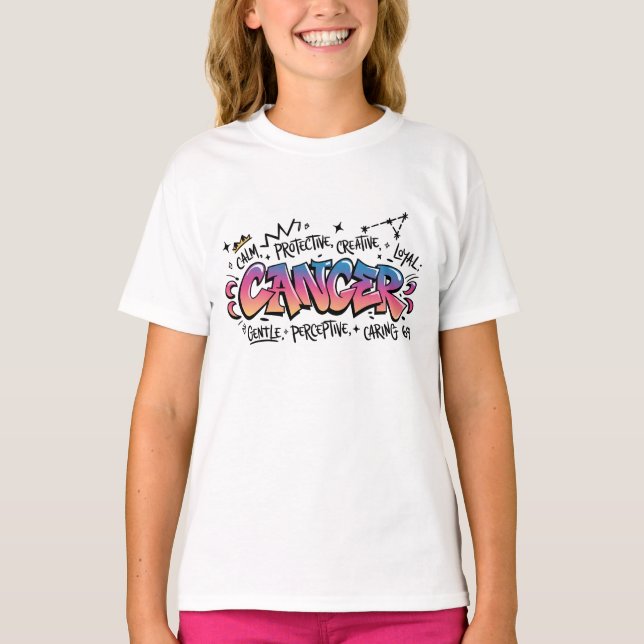 Cancer Zodiak Graffiti T-Shirt (Framsida)