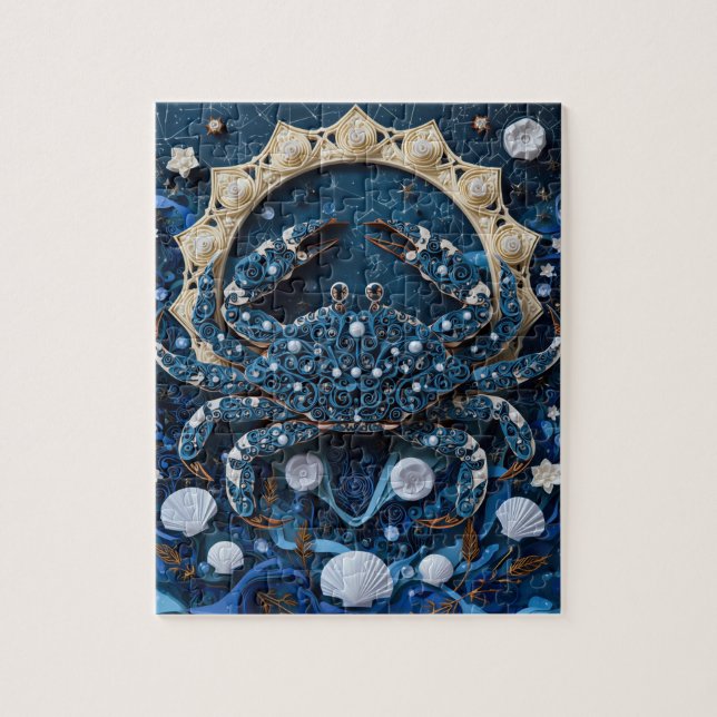 Cancer Zodiak Papper Quilling Pussel (Vertikal)