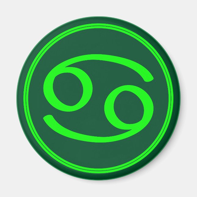 Cancer Zodiakalsymbol Grön Kontrast Magnet (Framsidan)