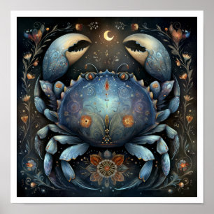 Cancer Zodiakus Födelsemärke Astrologi Celestial Poster