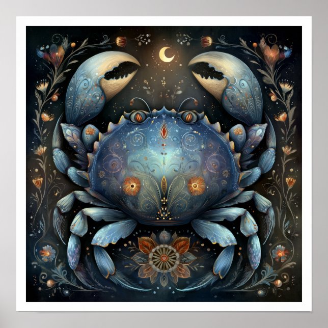 Cancer Zodiakus Födelsemärke Astrologi Celestial Poster (Framsidan)