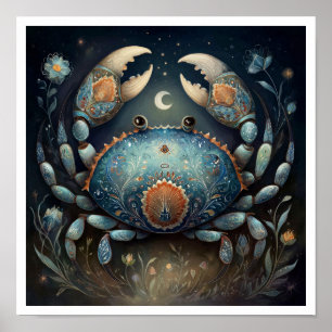 Cancer Zodiakus Födelsemärke Astrologi Celestial Poster