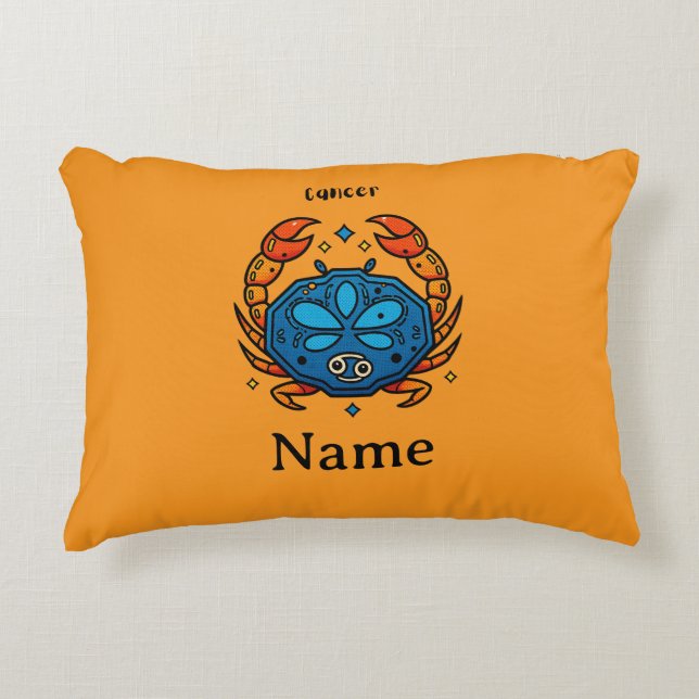 Cancer Zodiakustecken Pop Art - Retro Celestial Kr Prydnadskudde (Framsidan)