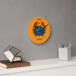 Cancer Zodiakustecken Pop Art - Retro Celestial Kr Rund Klocka