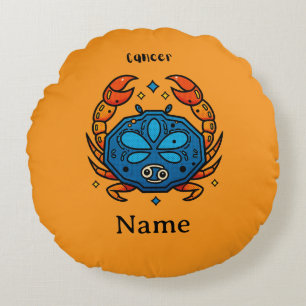 Cancer Zodiakustecken Pop Art - Retro Celestial Kr Rund Kudde