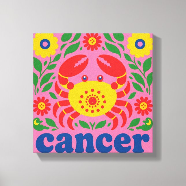 Cancer Zodiakväggkonst Canvastryck – Söt krabba so (Framsida)