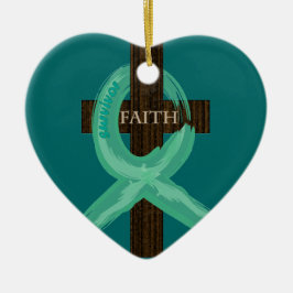 Cancerbandet firar tro & Remission Julgransprydnad Keramik