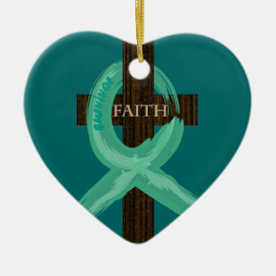 Cancerbandet firar tro & Remission Julgransprydnad Keramik