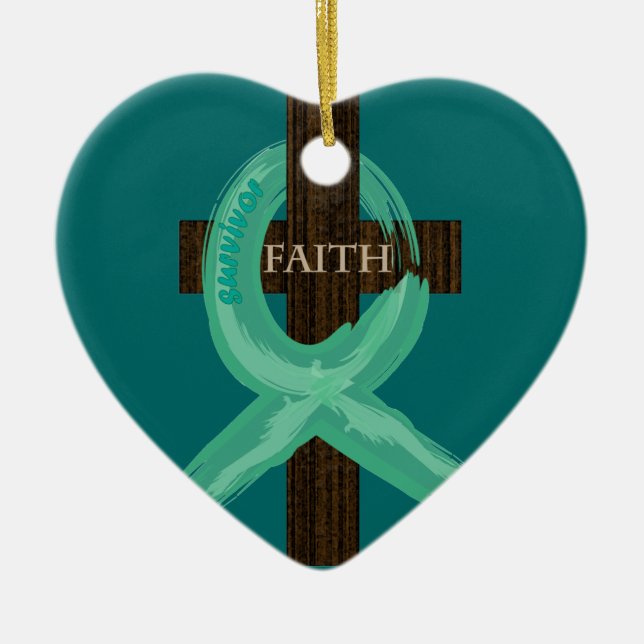 Cancerbandet firar tro & Remission Julgransprydnad Keramik (Framsidan)
