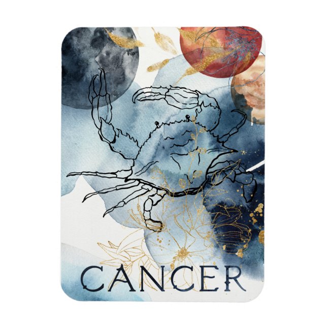 Cancerblått från krabbans zodiakastrologiska födel magnet (Vertikal)