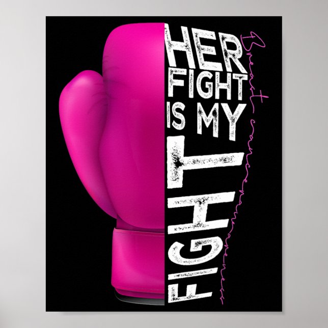 Cancerer hennes kamp är min Rosa Boxing Glove. Poster (Framsidan)