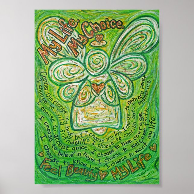 Cancerfärgning av Grönt Angel Painting Poster bild (Framsidan)