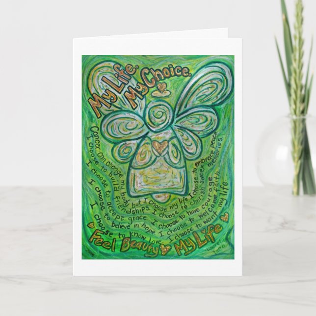 Cancerframkallande Grönt Angel Anpassningsbar Gree Helgkort (Framsida)