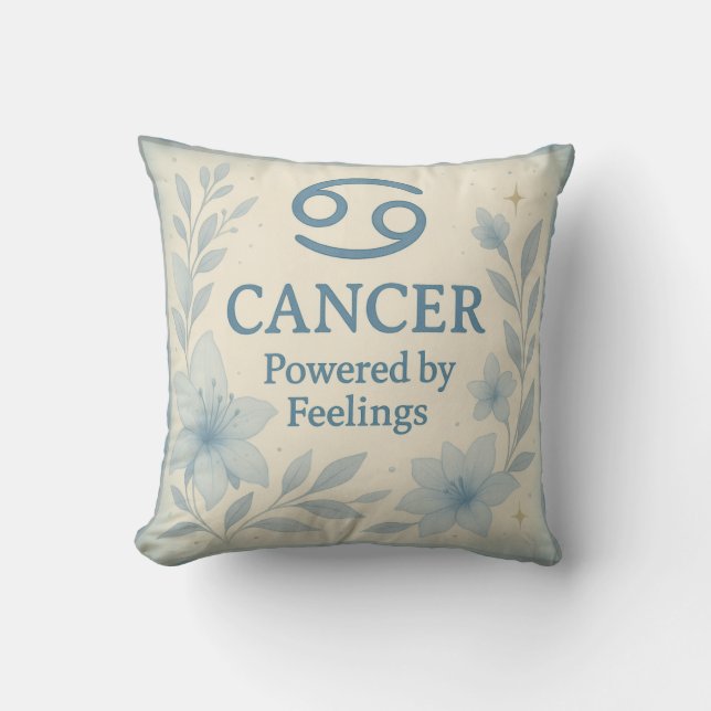 Cancerkastkudde – Blå Blommig Måninspirerad Zo Kudde (Framsida)