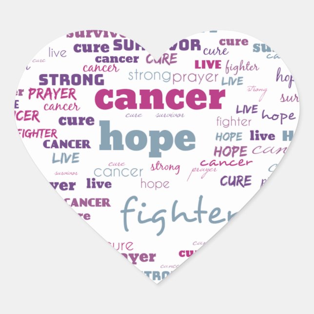Cancerklistermärken Hjärtformat Klistermärke (Framsida)