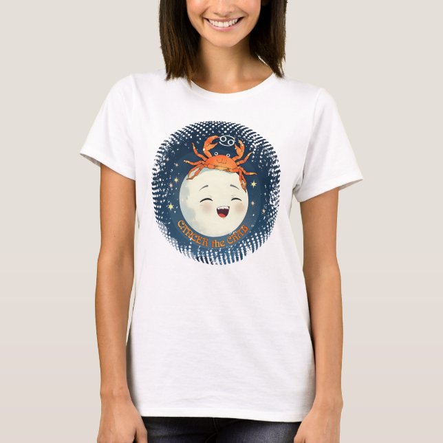 Cancerkrabastrologi måne zodiaktecken horoscope t shirt (Framsida)