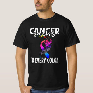 Cancermedvetande Cancer Sucks i varje Färg fågel T Shirt