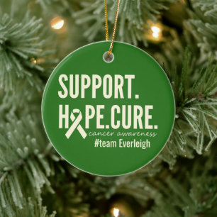 cancermedvetenhet Anpassat namn Ornamet Jul Julgransprydnad Keramik