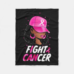 Cancermedvetenhet Black Women Warrior Rosa Support Fleecefilt