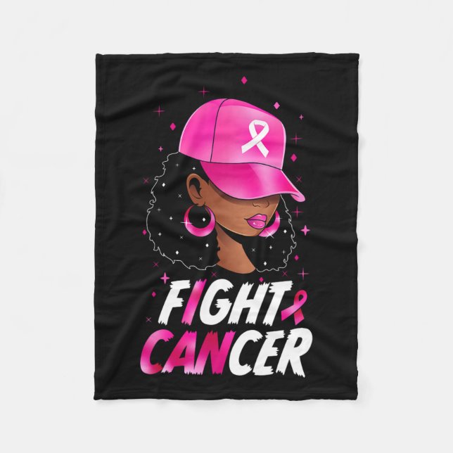 Cancermedvetenhet Black Women Warrior Rosa Support Fleecefilt (Framsidan)
