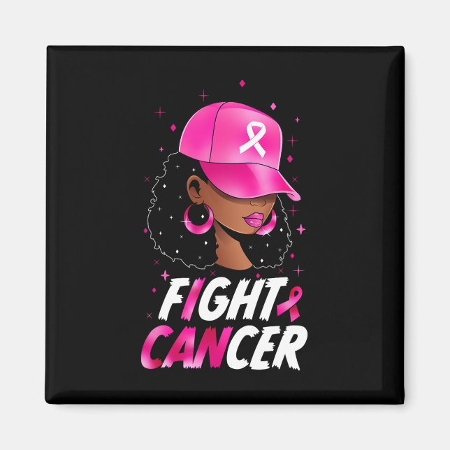 Cancermedvetenhet Black Women Warrior Rosa Support Magnet (Framsidan)