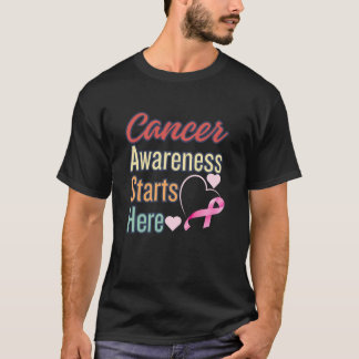 Cancermedvetenhet börjar här t shirt