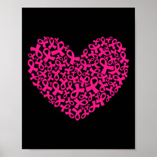 Cancermedvetenhet Månad Ribbon Heart Women Manar Poster