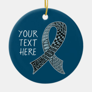 Cancermedvetenhet Ribbon Anpassningsbar Färg Ceram Julgransprydnad Keramik