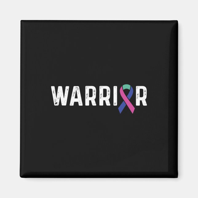 Cancermedvetenhet Ribbon Warrior Magnet (Framsidan)