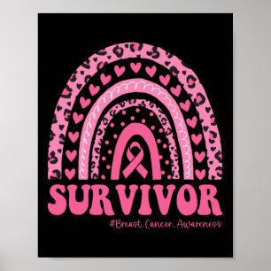 Cancermedvetenhet Rosa Rainbow Breast Cancer Survi Poster