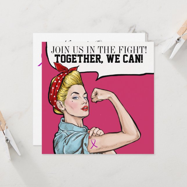 Cancermedvetenhet - Rosa Ribbon-inbjudan Inbjudningar (Fram/Back In Situ)