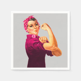 Cancermedvetenhet Rosie Riveter Pappersservett