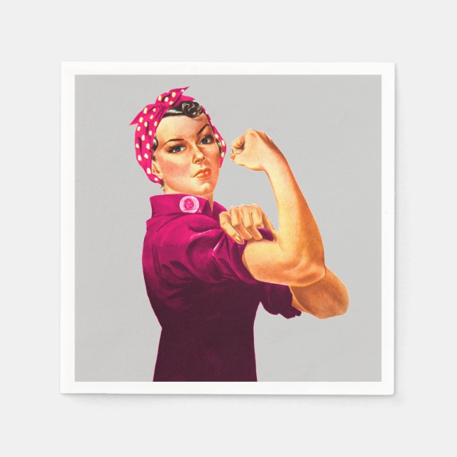 Cancermedvetenhet Rosie Riveter Pappersservett (Framsidan)