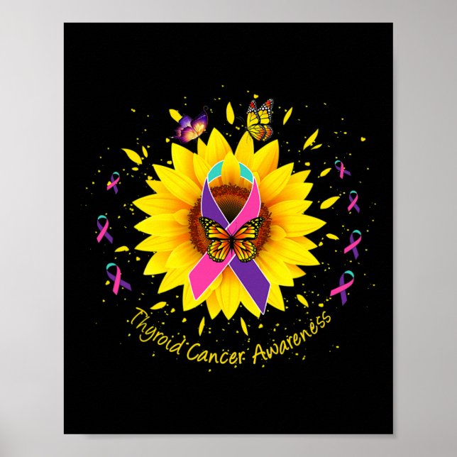 Cancermedvetenhet Solrosblommans fjärilskarv Poster (Framsidan)