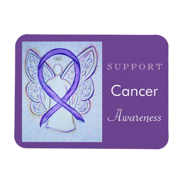 Cancermedvetenhet Violet Ribbon Angel Anpassningsb Magnet (Horisontell)