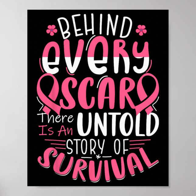Cancermedvetenhet Warrior Rosa Ribbon Breast Cance Poster (Framsidan)