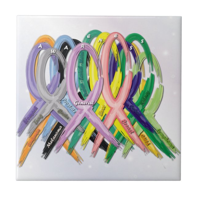 Cancermedvetenhetrosett band kakelplatta (Framsidan)